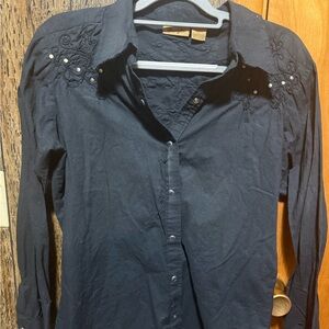 Wrangler Black Embroidered Casual Shirt